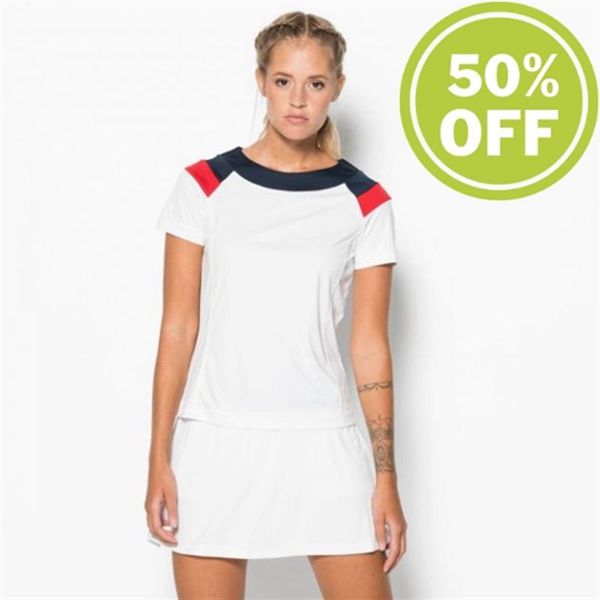 Camisas Fila Mulher Branco/Vermelhas/Azul Marinho - Fila Shirt Susan Sporty Tennis Shirt With Crew N